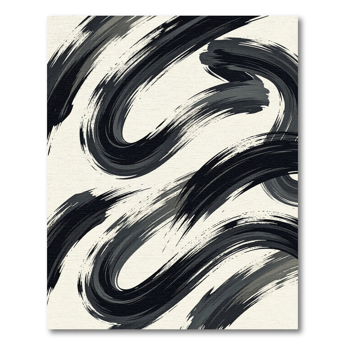 Bold Black Abstract Brush Strokes Rug