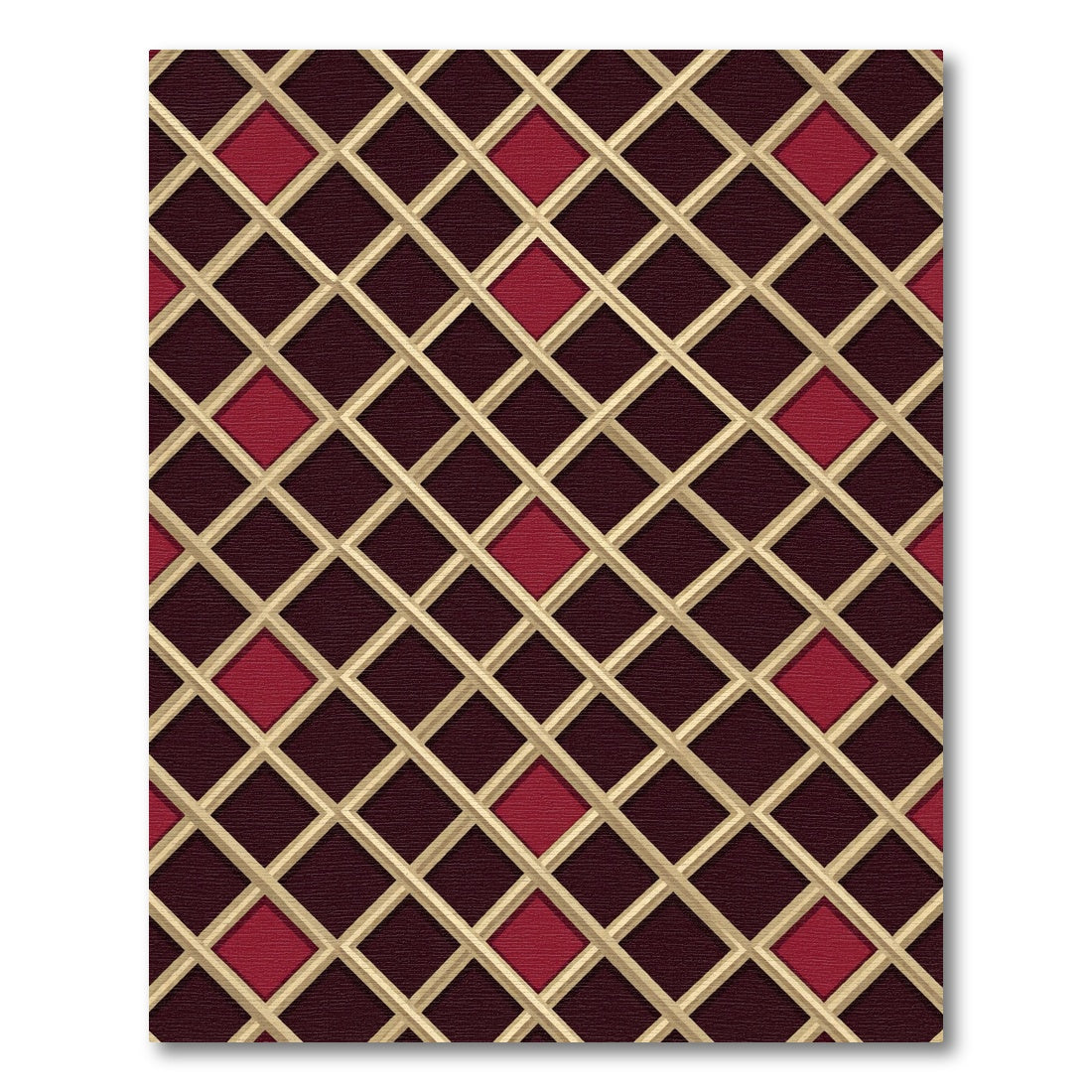 Crimson Lattice Diamond Grid Rug