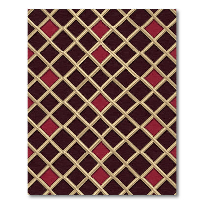 Crimson Lattice Diamond Grid Rug