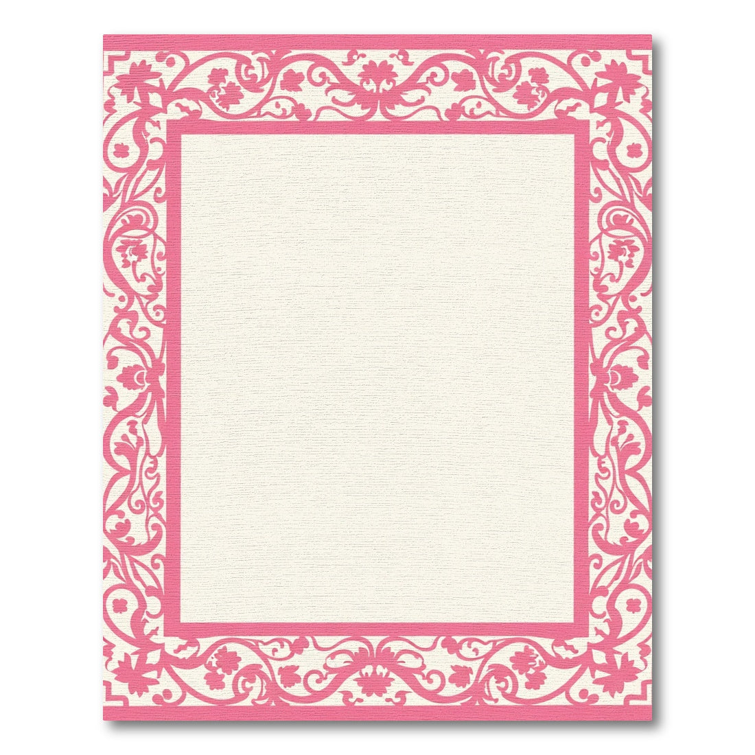Pink Floral Scroll Border Rug