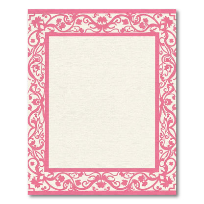 Pink Floral Scroll Border Rug