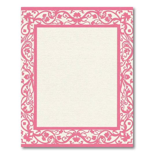 Pink Floral Scroll Border Rug