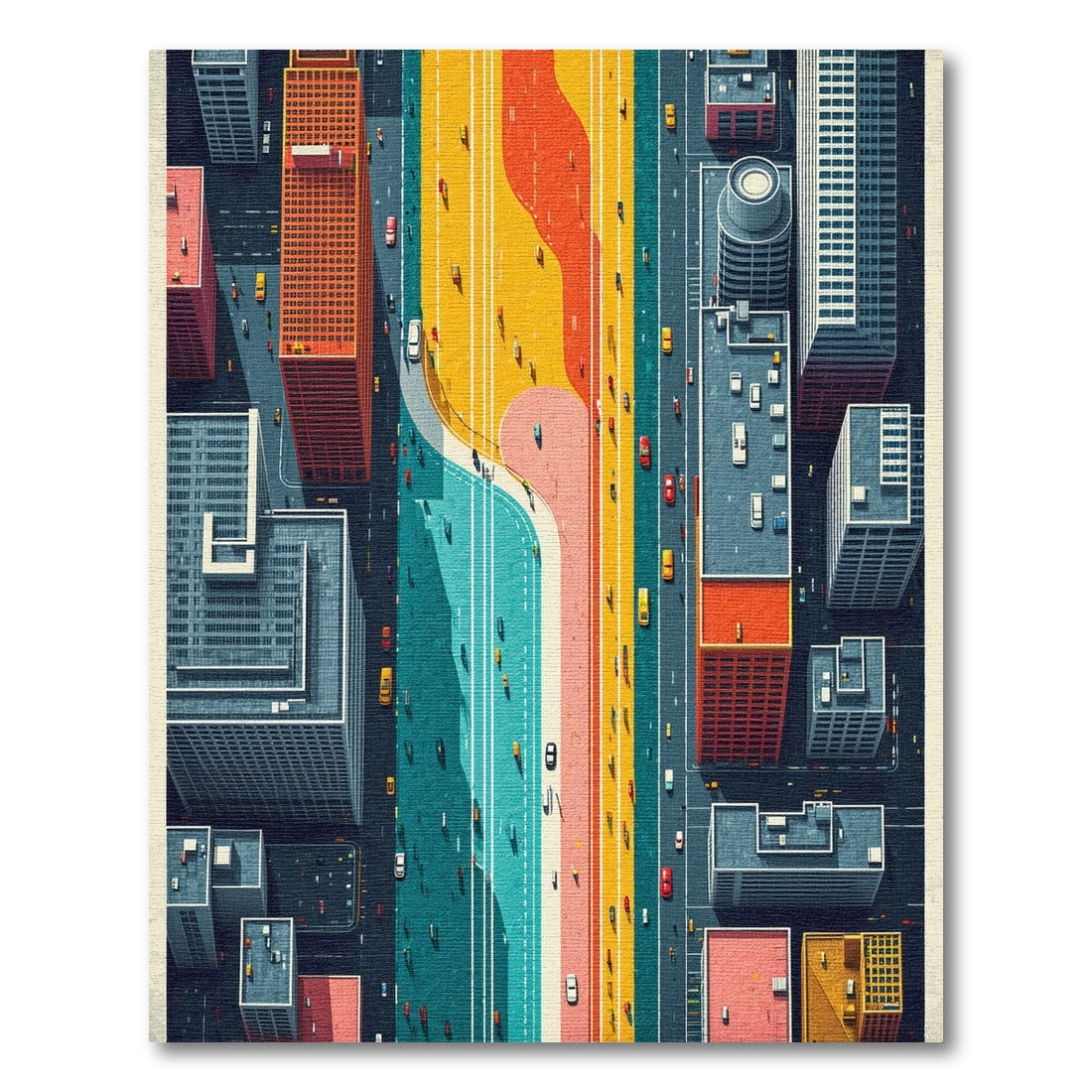 Vibrant Winding Urban Highway Rug