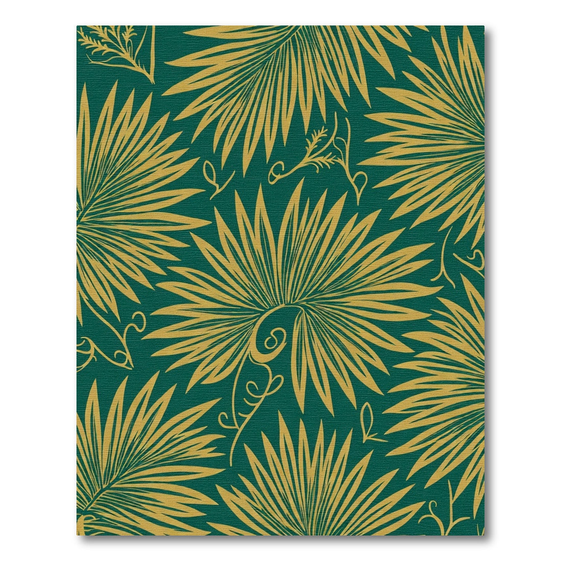 Emerald Gold Tropical Palm Frond Rug