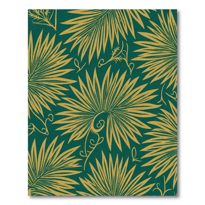 Emerald Gold Tropical Palm Frond Rug