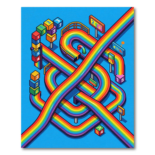 Isometric Rainbow Numbered Track Rug