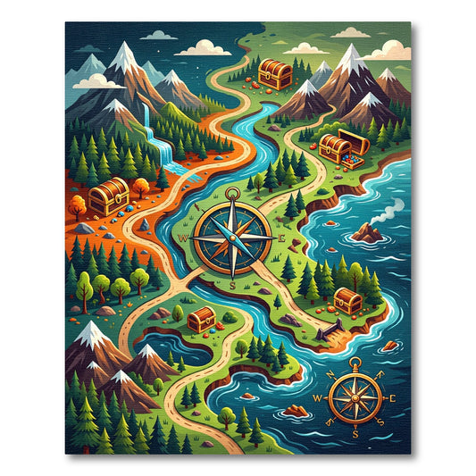 Whimsical Winding Trail Treasure Map Rug