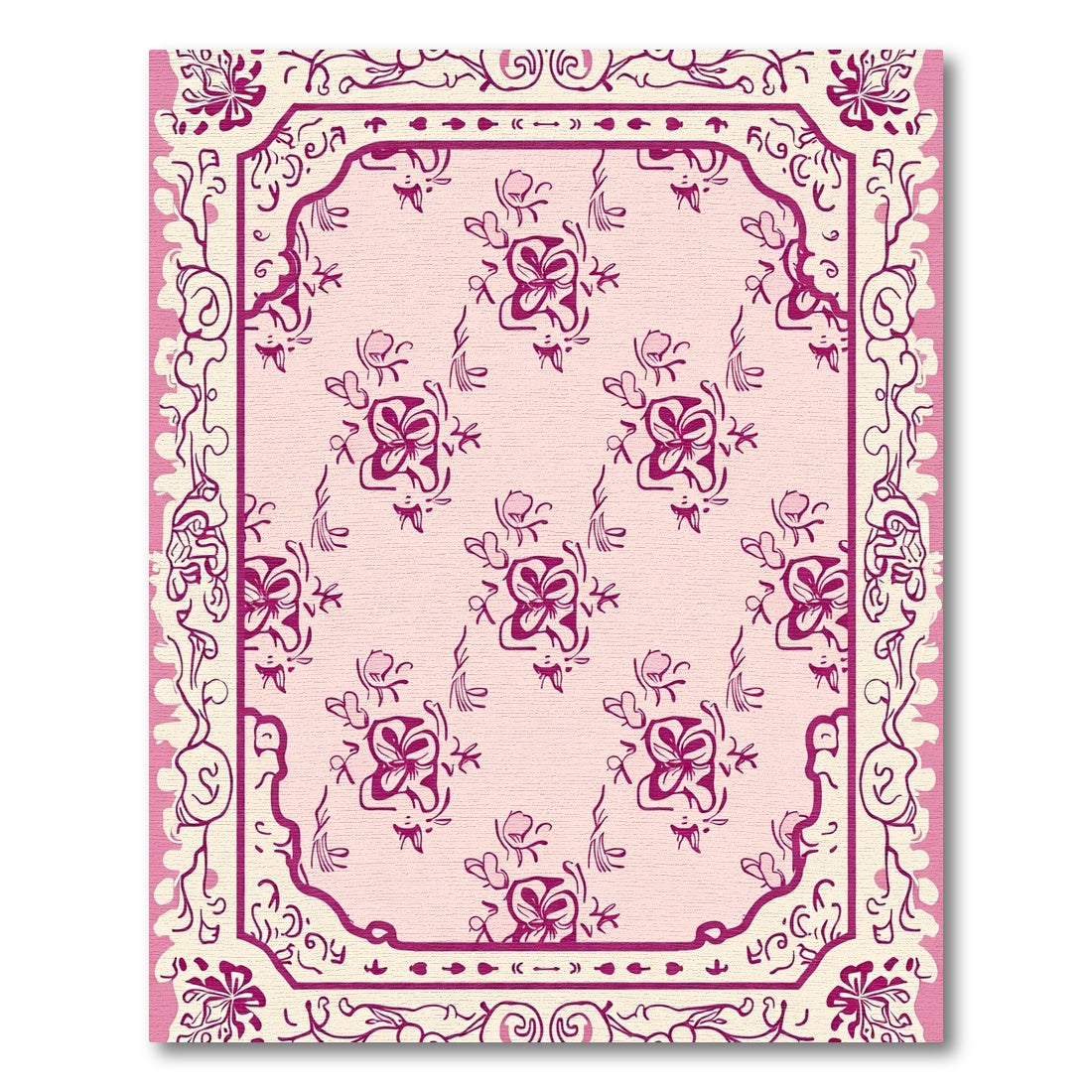 Pink Floral Medallion Charm Rug