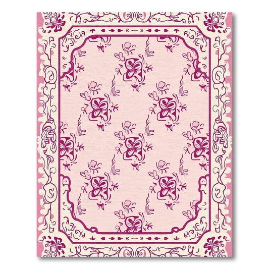 Pink Floral Medallion Charm Rug
