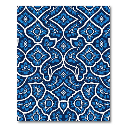 Classic Indigo Blue Floral Lattice Rug
