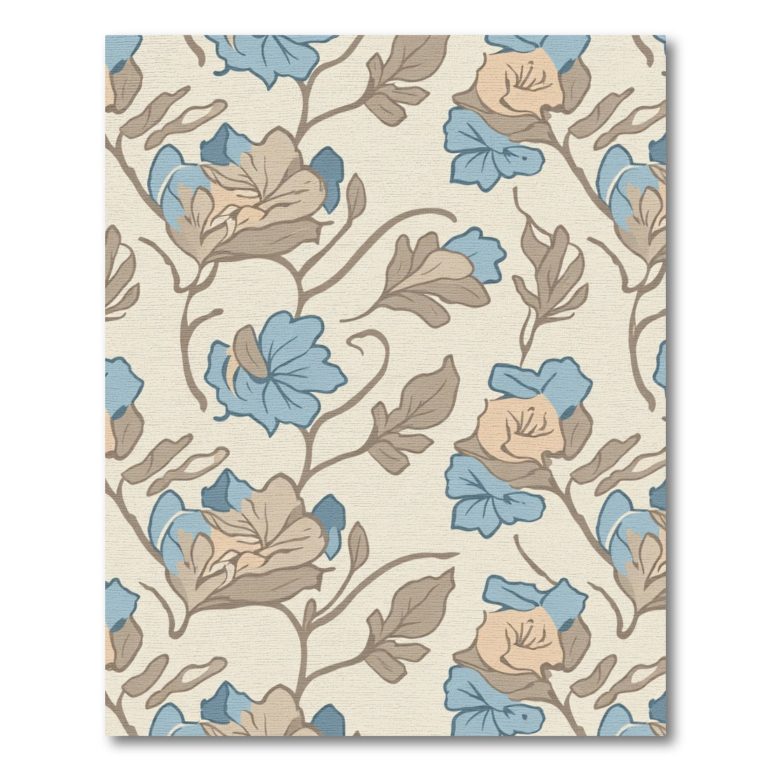 Soft Blue Beige Floral Vine Rug