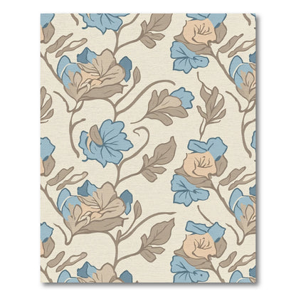 Soft Blue Beige Floral Vine Rug