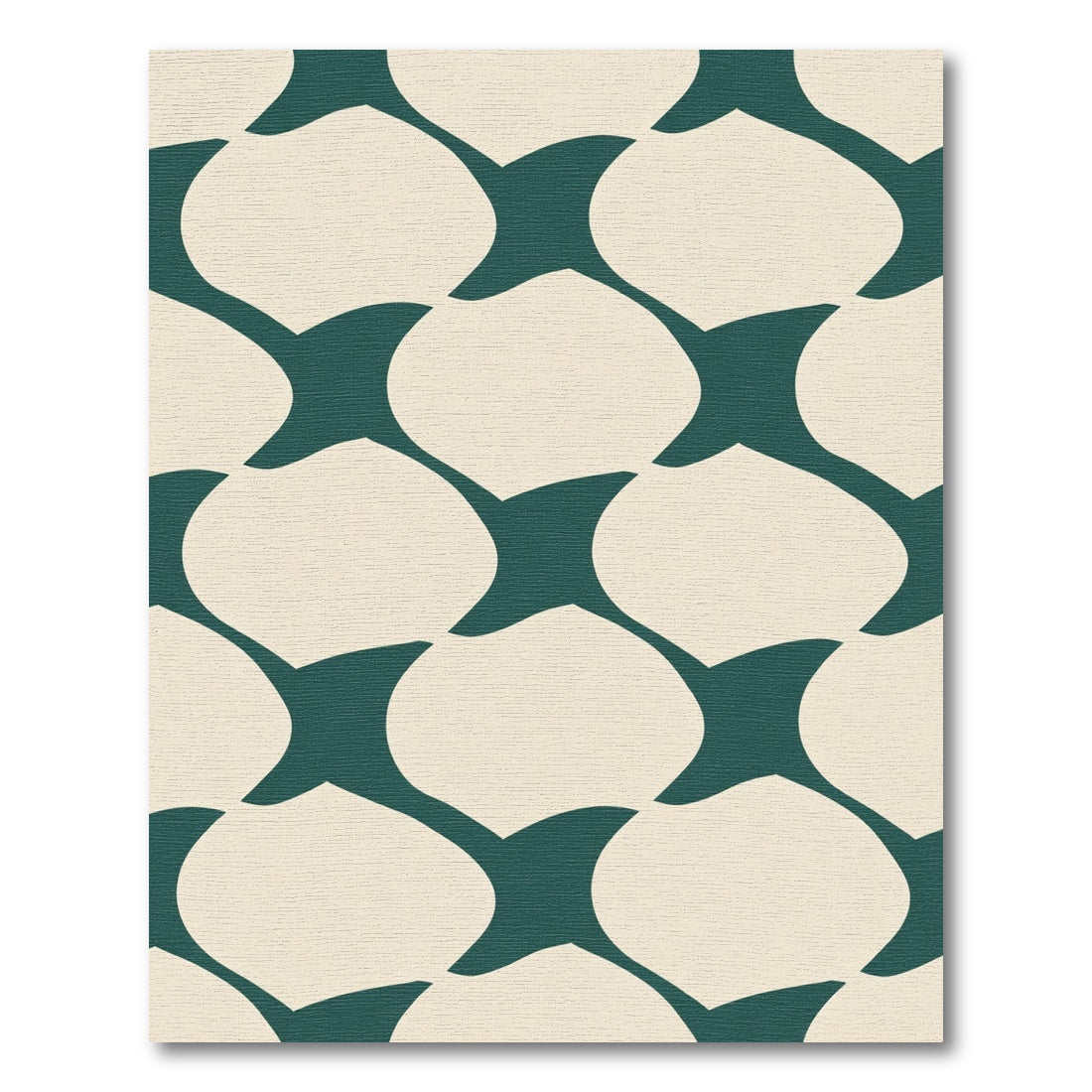 Teal and Cream Arabesque Pattern Rug