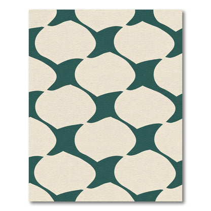 Teal and Cream Arabesque Pattern Rug