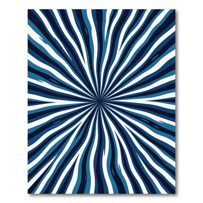 Vibrant Blue White Radial Stripes Rug