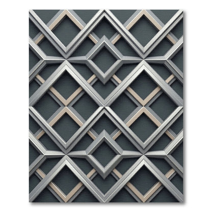 Sophisticated Gray Geometric Diamond Frame Rug