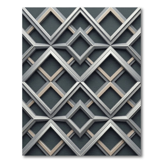 Sophisticated Gray Geometric Diamond Frame Rug