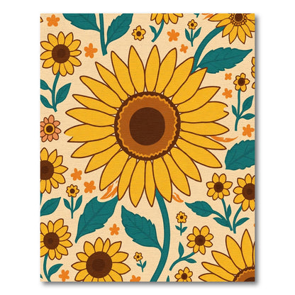 Golden Yellow Sunflower Field Rug