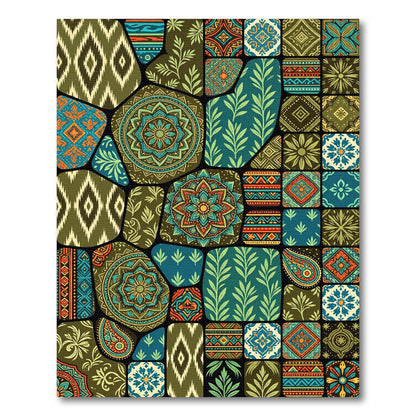 Vibrant Patchwork Mandala medallion Paisley Rug