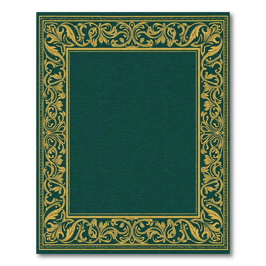 Emerald Gold Ornate Floral Border Rug