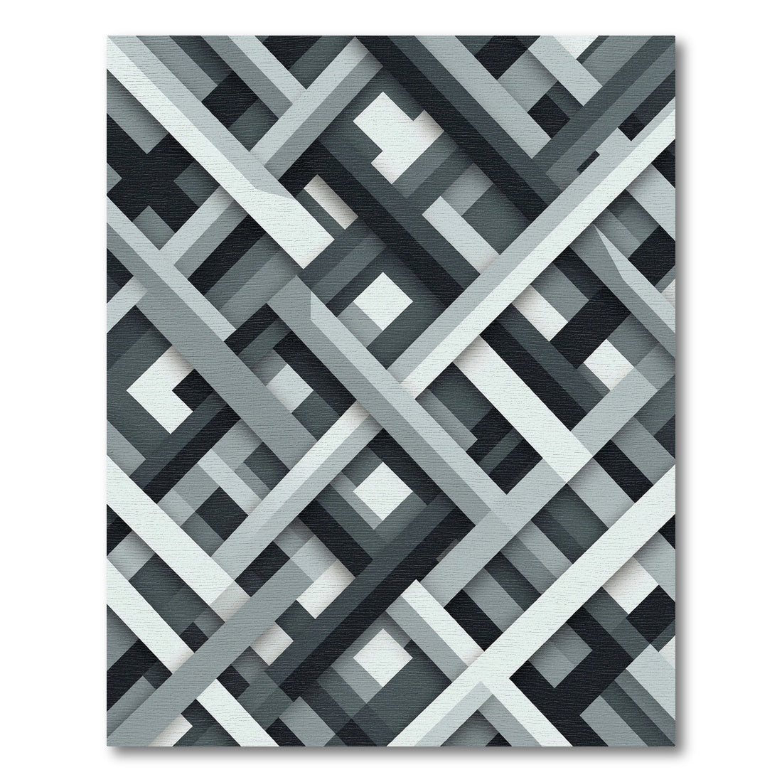 Monochrome Geometric Intersecting Linear Art Rug
