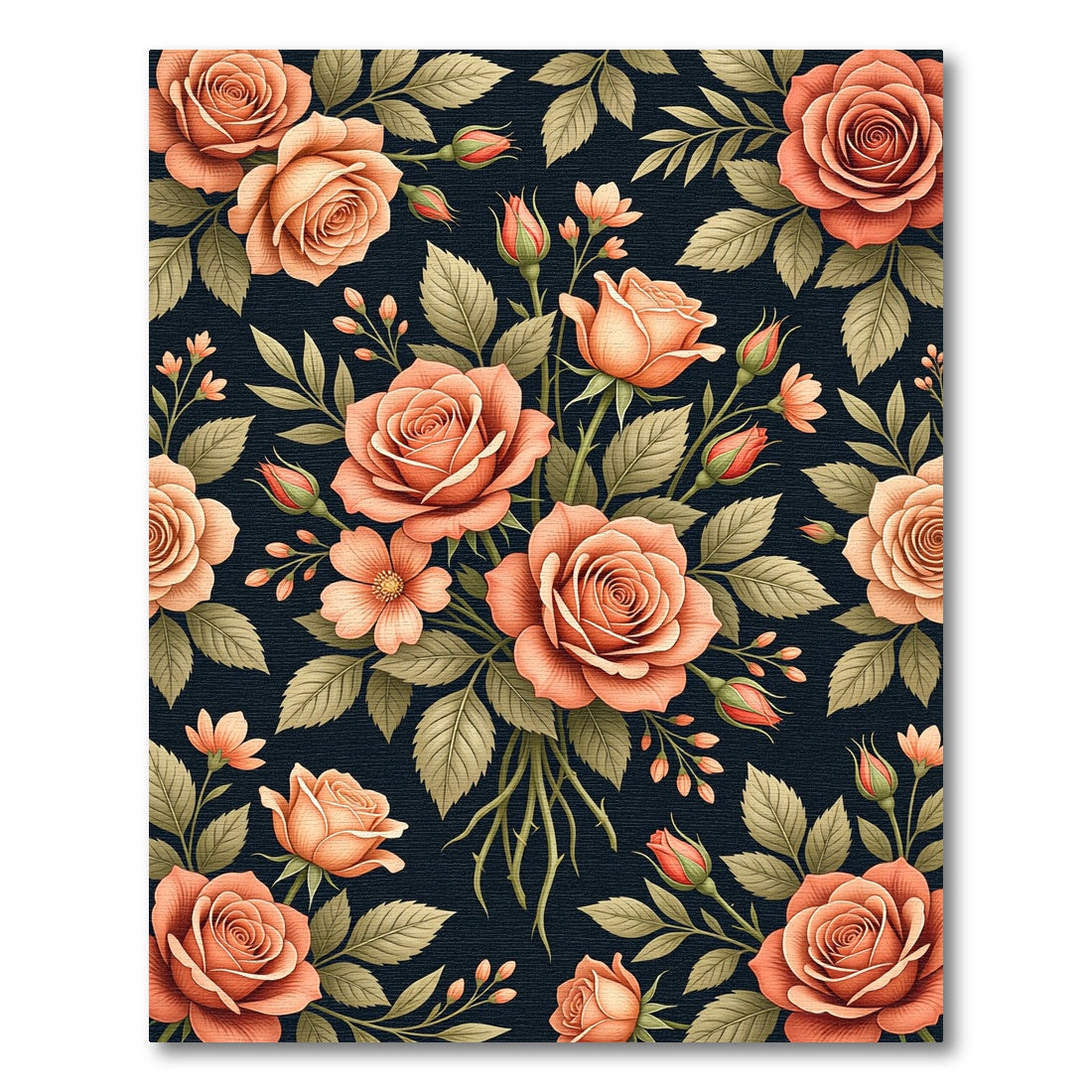 Elegant Peach Rose Bouquet on Black Rug