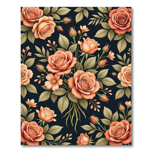 Elegant Peach Rose Bouquet on Black Rug