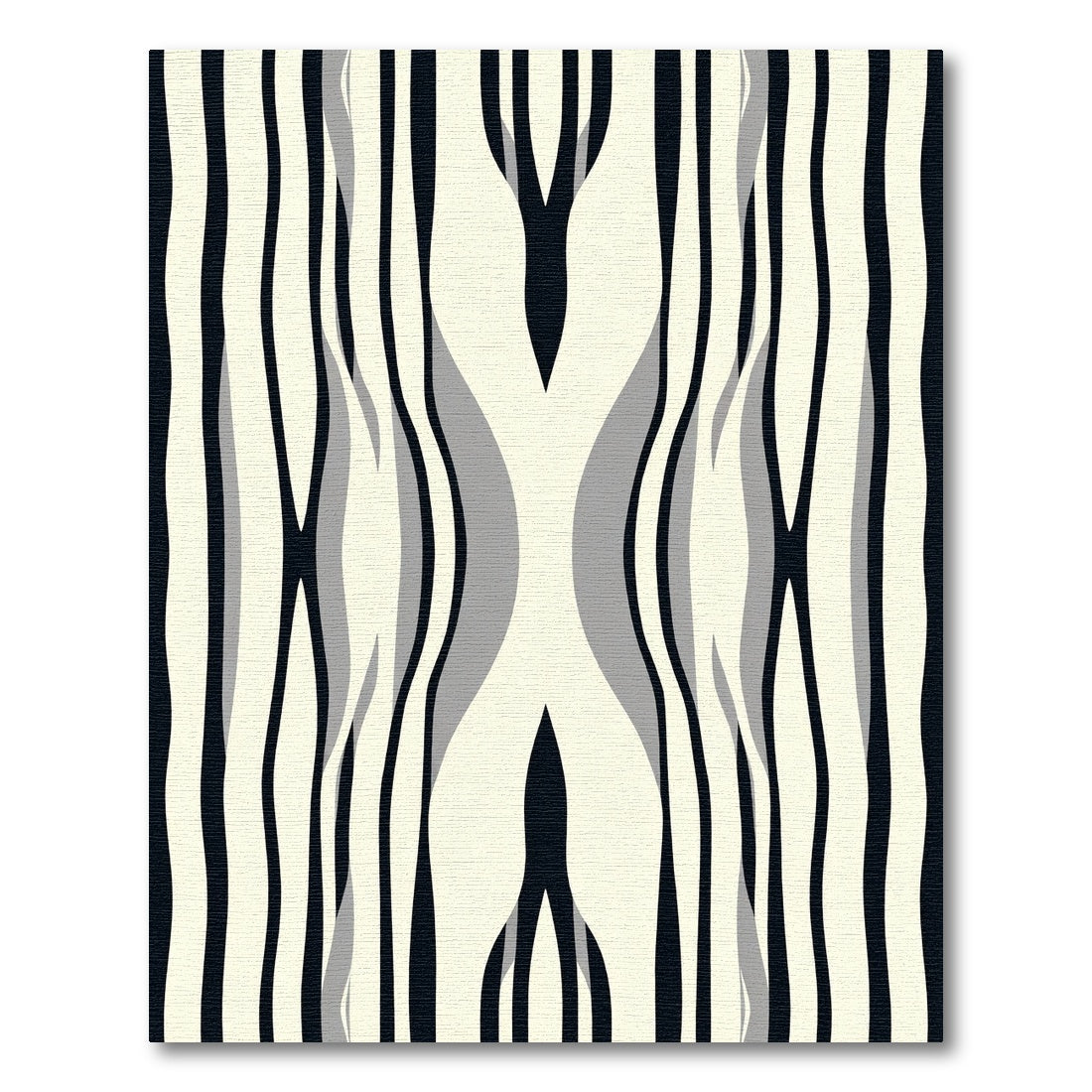 Abstract Black White Rippled Lines Rug