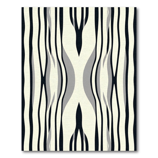 Abstract Black White Rippled Lines Rug
