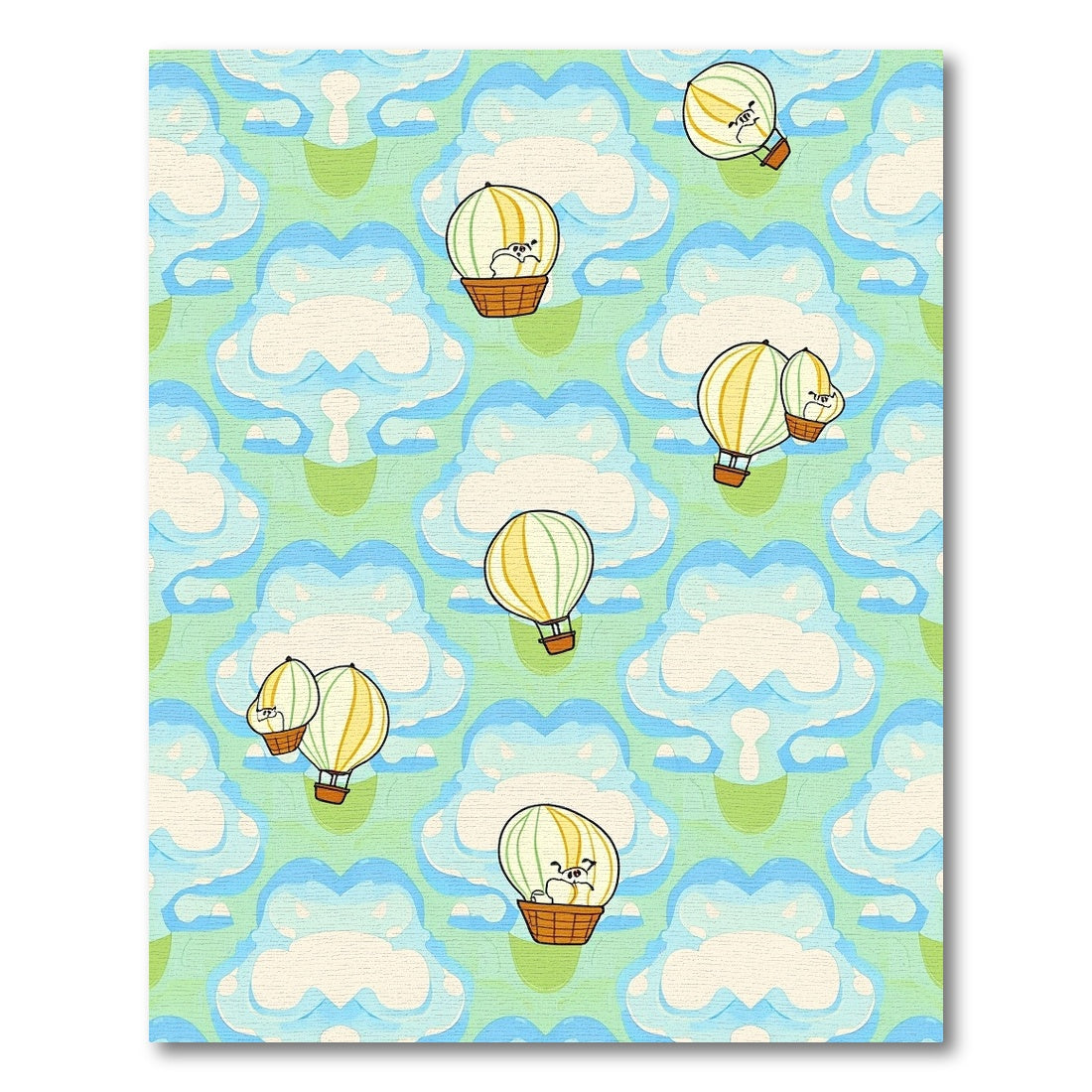 Whimsical Hot Air Balloons in Sky Rug