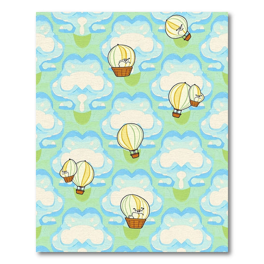 Whimsical Hot Air Balloons in Sky Rug