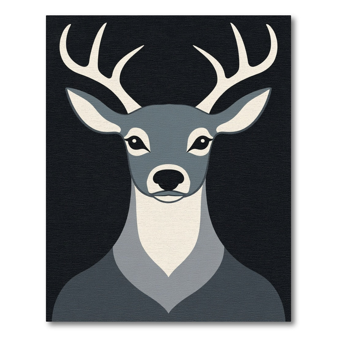 Modern Gray Deer Portrait Rug