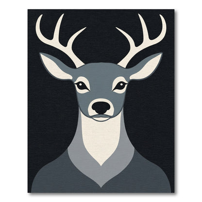 Modern Gray Deer Portrait Rug