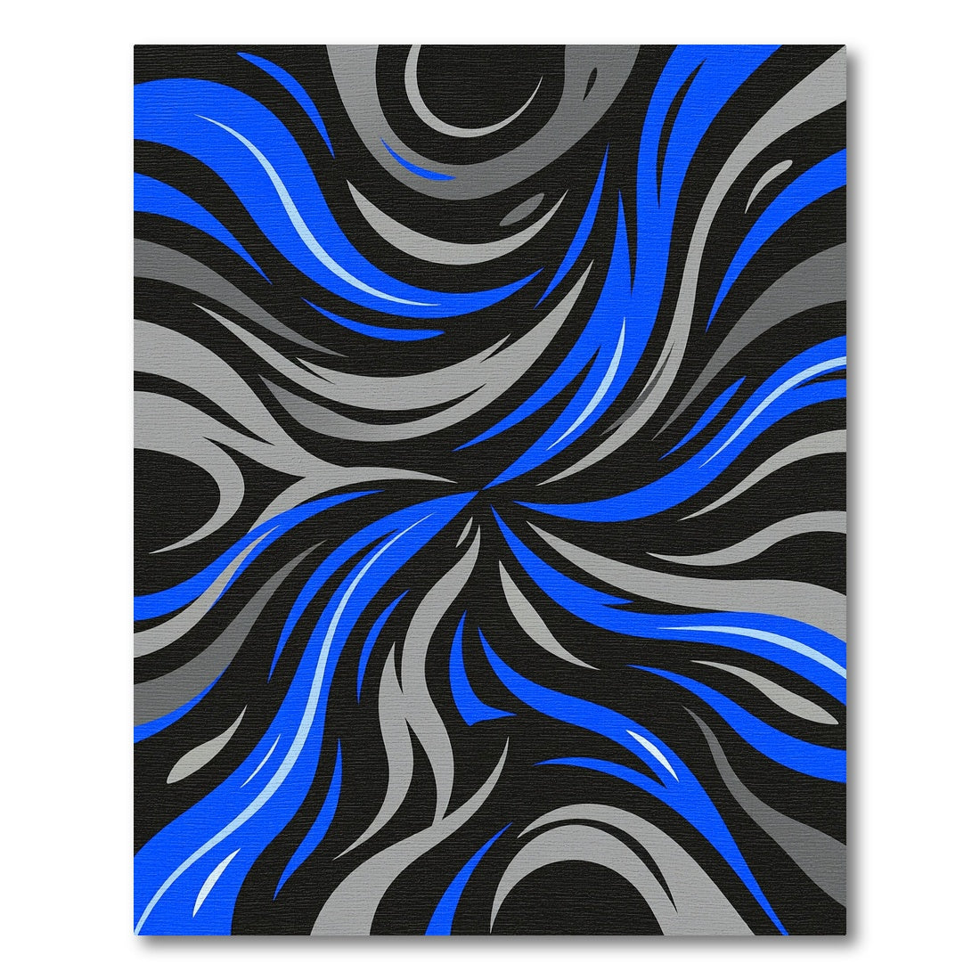 Dynamic Electric Blue Gray Swirl Rug