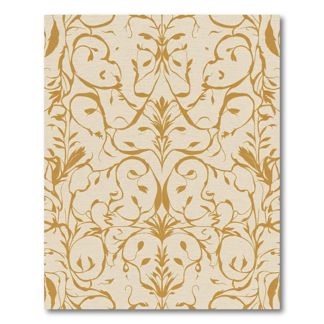 Golden Vine Scroll Damask Rug
