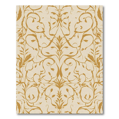 Golden Vine Scroll Damask Rug