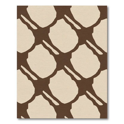 Organic Cream Brown Abstract Diagonal Rug