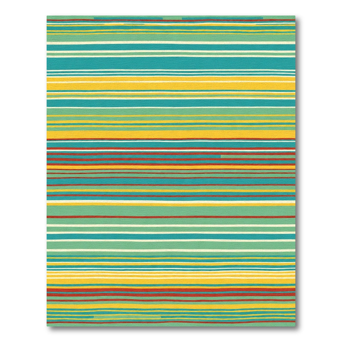 Vibrant Teal Yellow Stripe Texture Rug