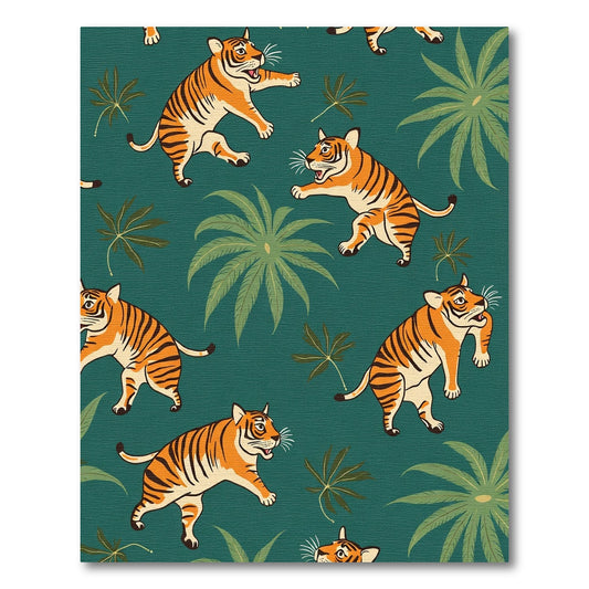 Playful Tigers Among Emerald Jungle Leaves Rug