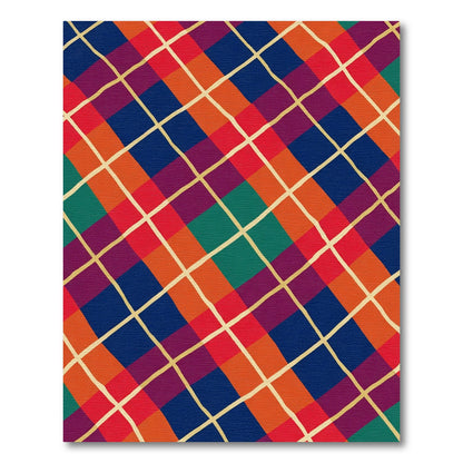 Vibrant Plaid Diamond Lines Rug