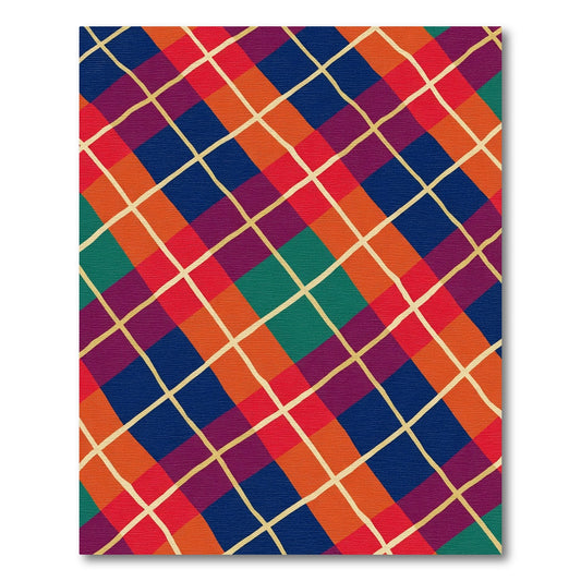 Vibrant Plaid Diamond Lines Rug