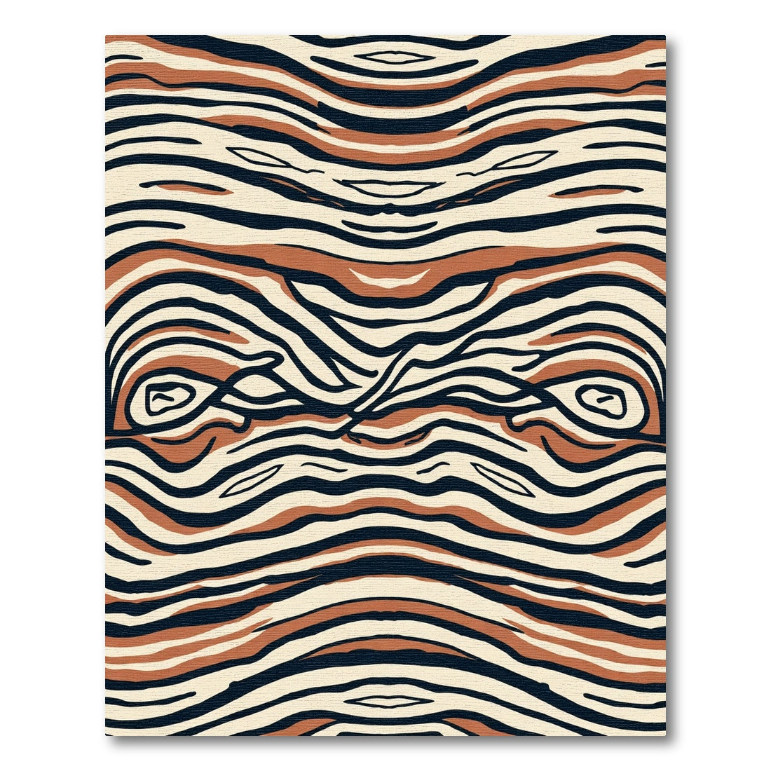 Earthy Brown and Cream Zebra Waves Rug