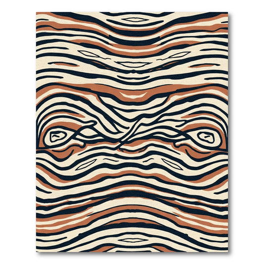 Earthy Brown and Cream Zebra Waves Rug