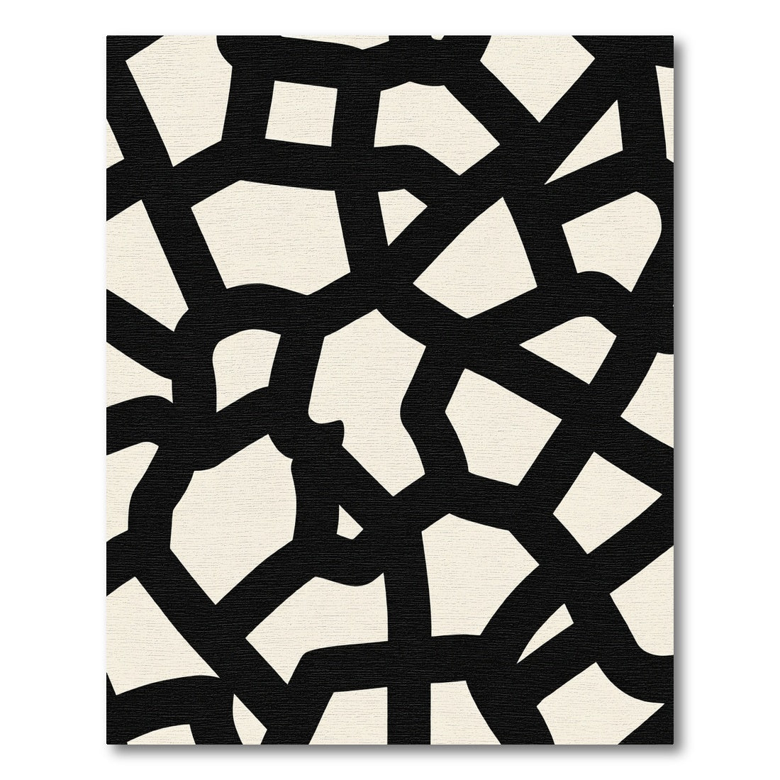 Modern Black Intertwined Organic Shapes Rug