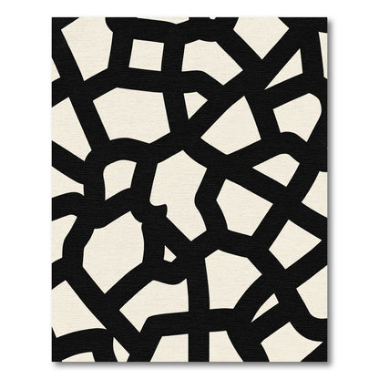 Modern Black Intertwined Organic Shapes Rug
