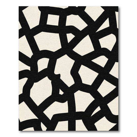 Modern Black Intertwined Organic Shapes Rug