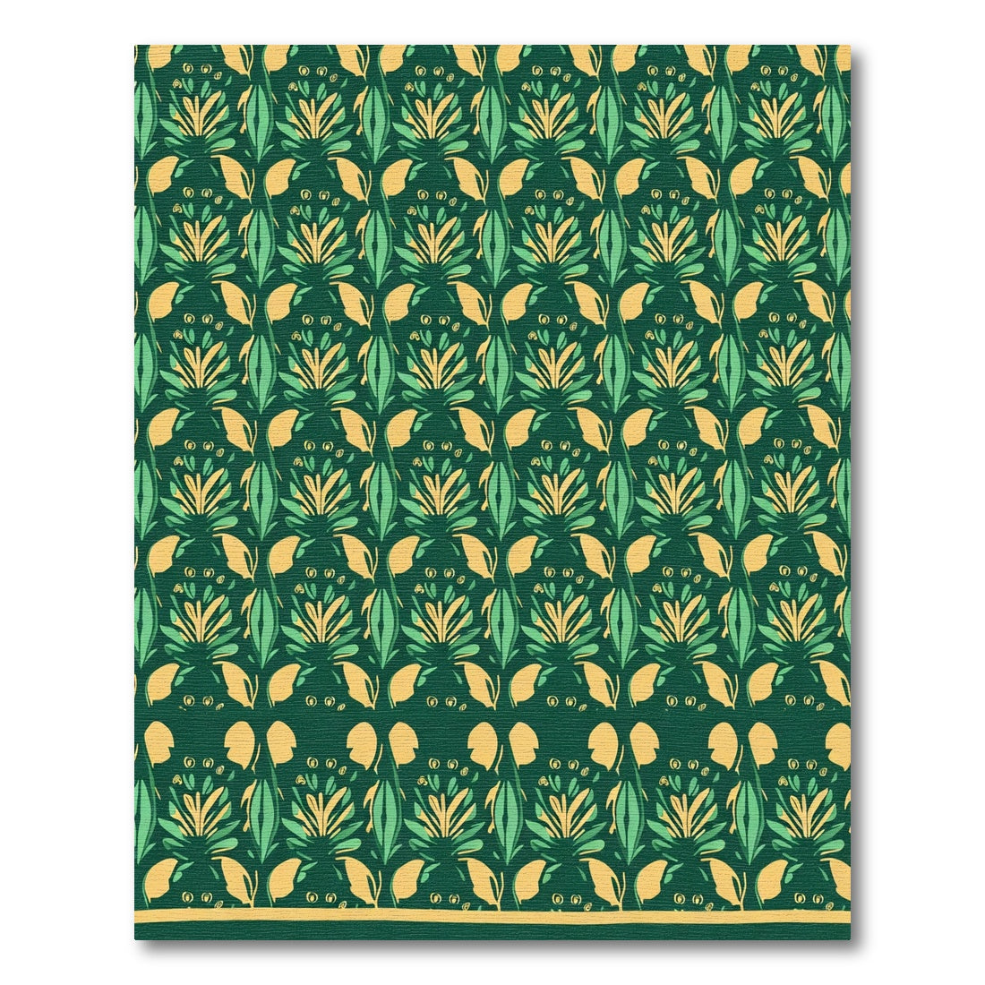 Emerald Green Yellow Leaf Medallion Rug