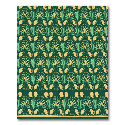 Emerald Green Yellow Leaf Medallion Rug