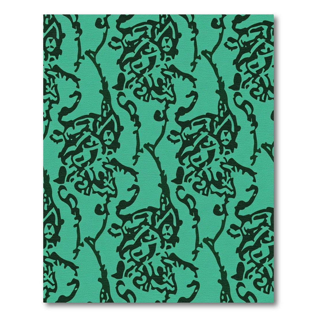 Emerald Vine Abstract Block Print Rug