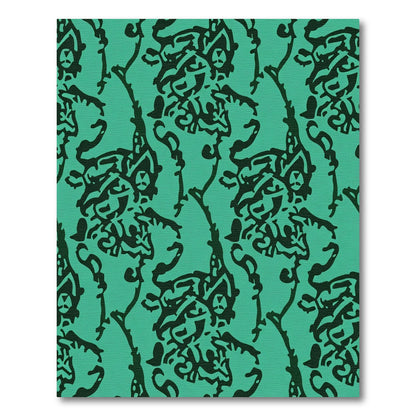 Emerald Vine Abstract Block Print Rug